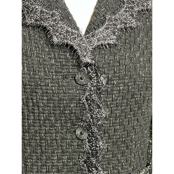 Rickie Freeman Teri Jon Black Dressy Sparkly Lace Blazer Jacket Size 4 - Picture 5 of 7